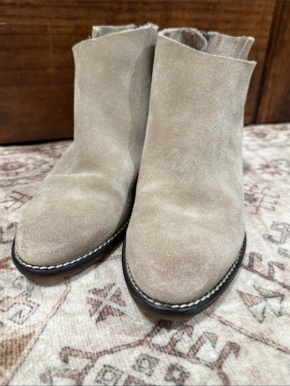 Ladies Very Volatile Taupe Suede Ankle Booties